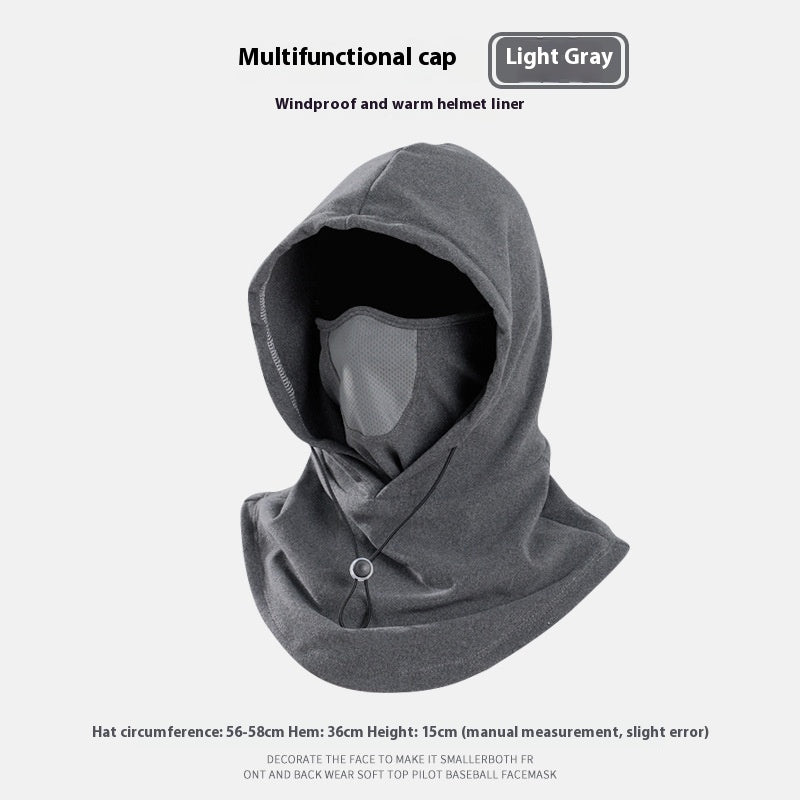 Winter Thermal Fleece Neck Warmer Hood, Windproof Riding Hat