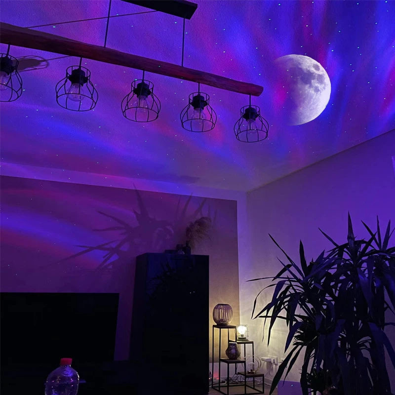 Aurora Borealis Galaxy Projector Night Light With Moon
