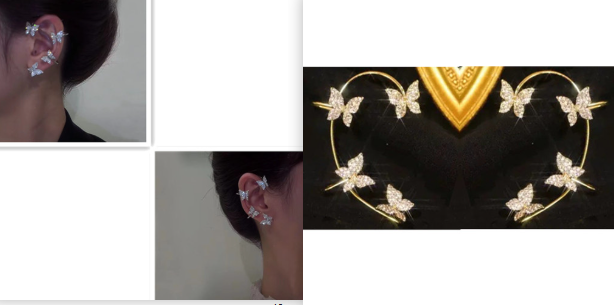 Butterfly Ear Clip and Ear Hook Earrings, Fashion Jewellery