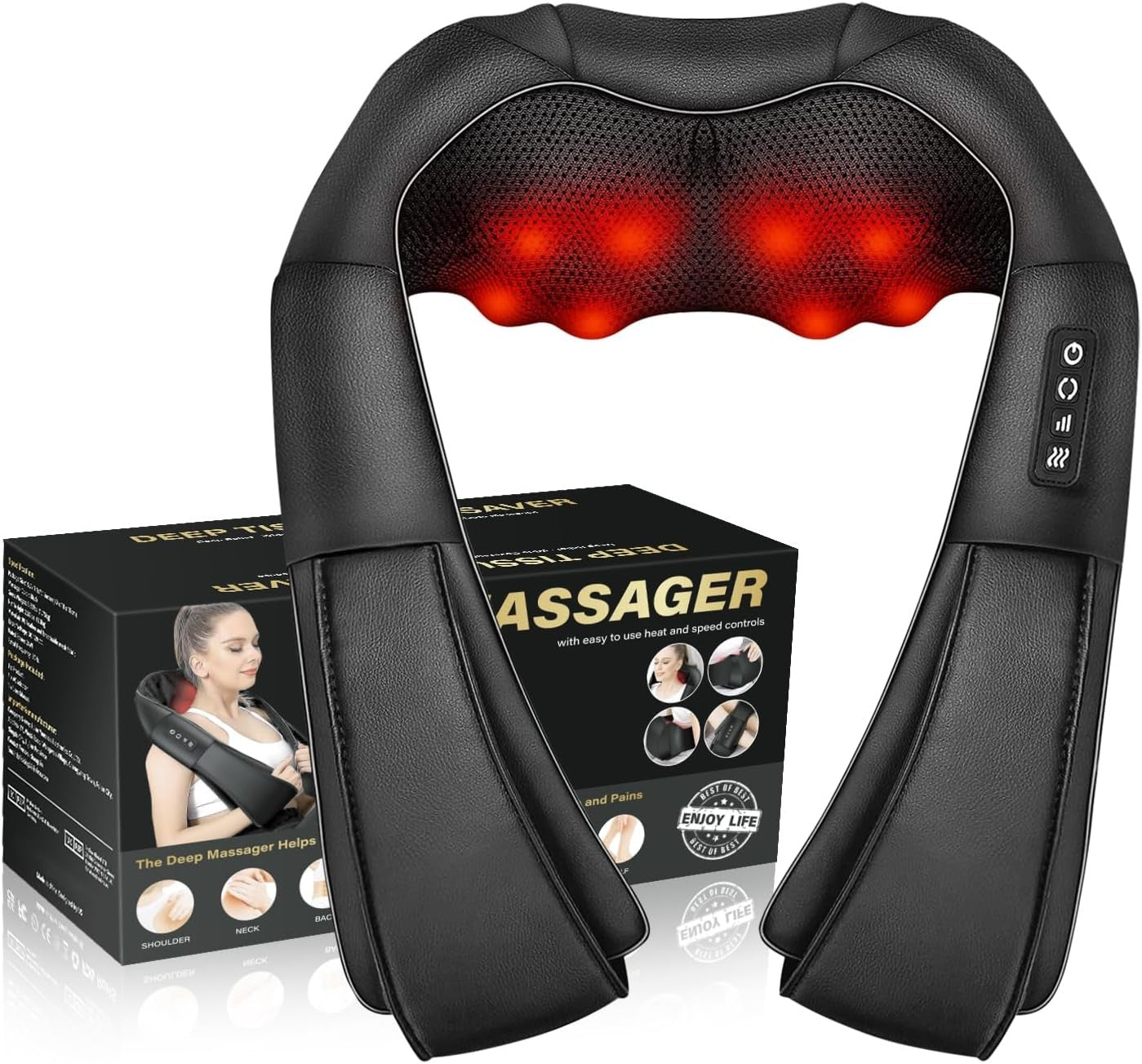 Electric Shiatsu Neck and Shoulder Massager With Heat