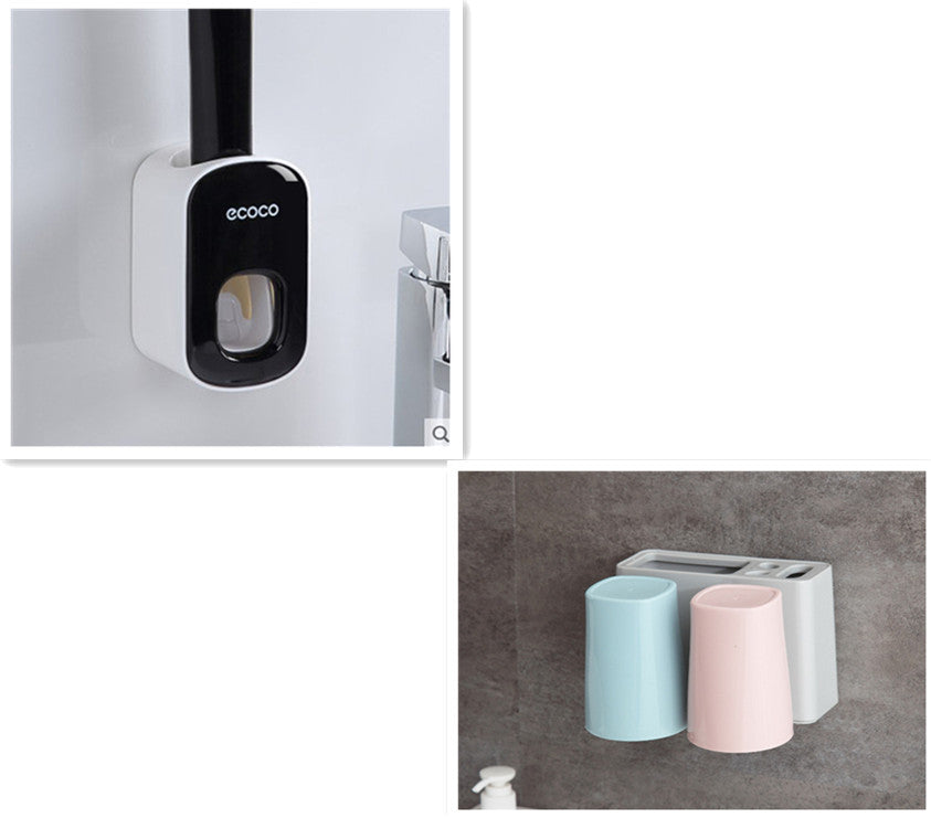 Wall Mounted Automatic Toothpaste Dispenser And Toothbrush Holder