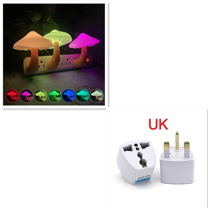 Mushroom LED Wall Socket Night Light With Light Sensor