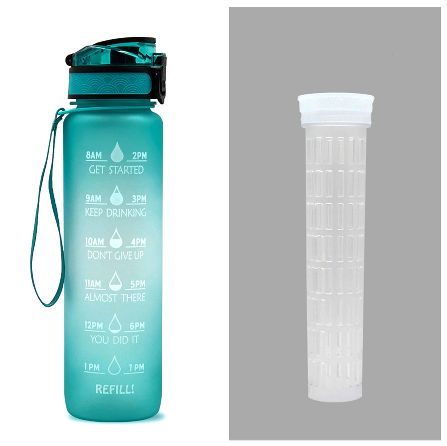 1L Tritan Water Bottle With Time Marker And Flip Cover