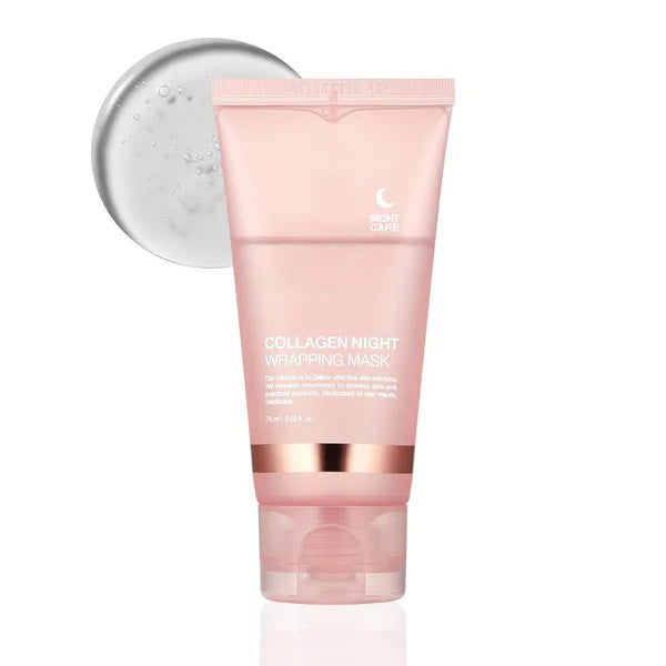 Máscara facial noturna de colagénio para retirar, para uma pele com aspeto suave e hidratado