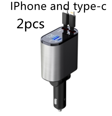 Metal 100W Car Charger With USB and Type-C Fast Charging