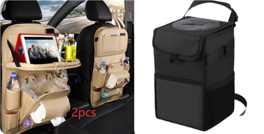 PU Leather Car Seat Back Storage Bag With Multiple Pockets