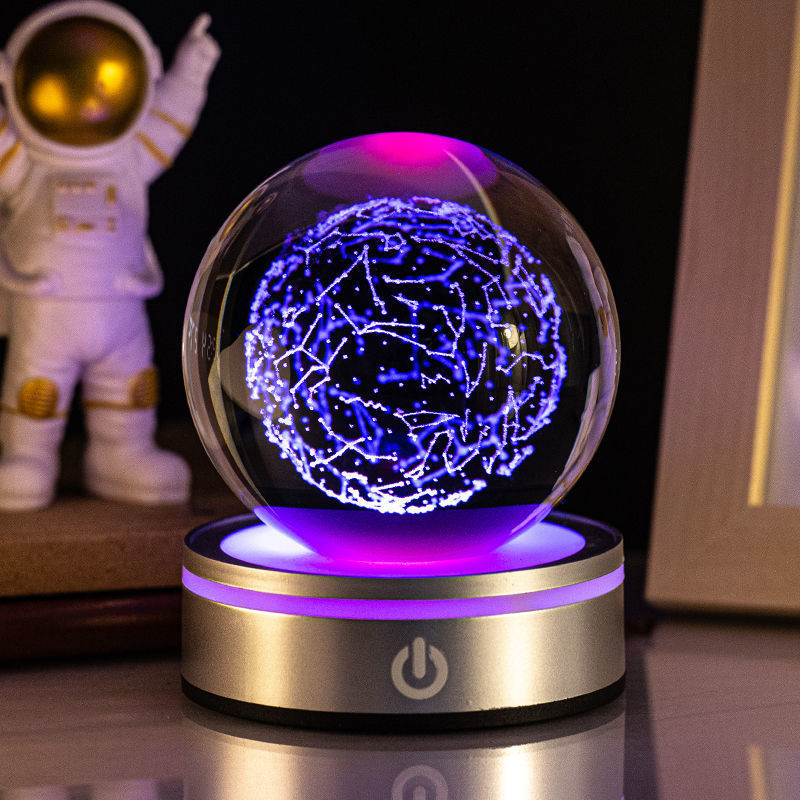 3D Inner Carving Crystal Ball Night Light With Gradient Glow