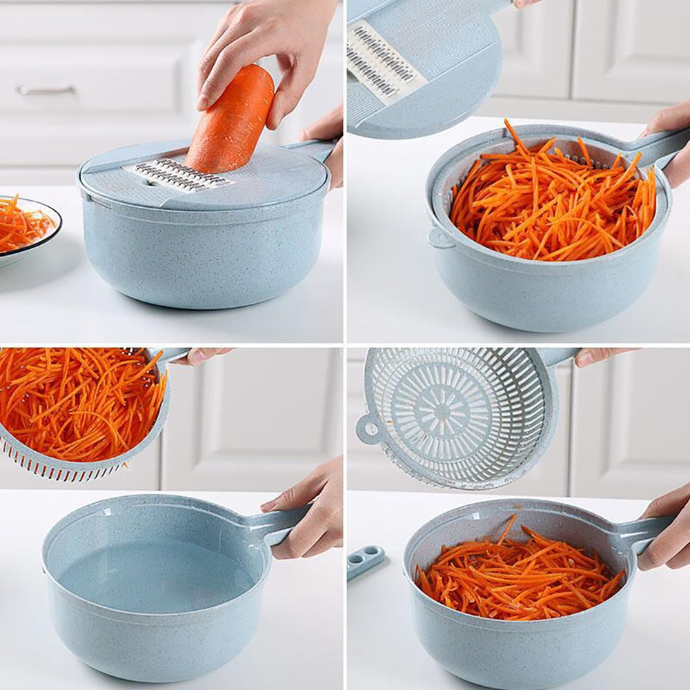 8 In 1 Mandoline Vegetable Slicer With Strainer And Peeler