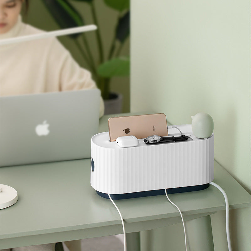 Anti-Dust Power Strip Cable Storage Box to Hide Wires and Chargers