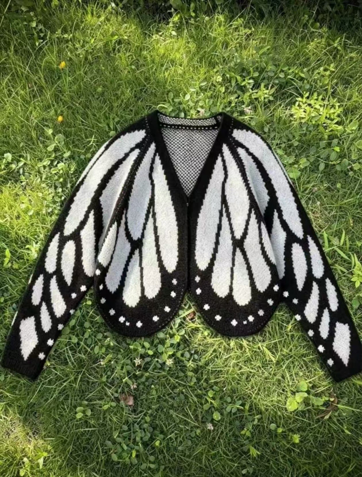 Women's Butterfly Knit Cardigan Sweater with Open Front, Long Sleeve