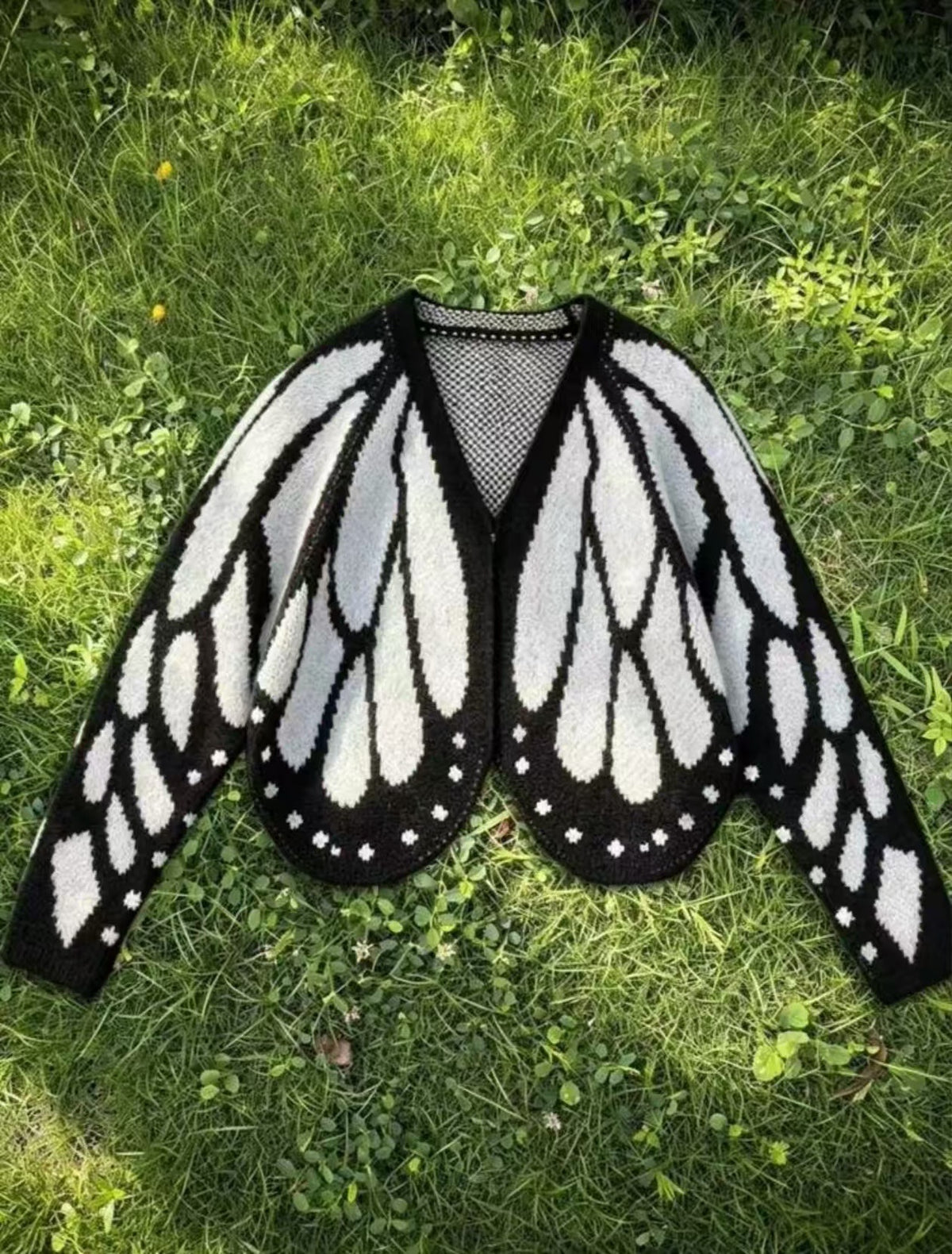 Women's Butterfly Knit Cardigan Sweater with Open Front, Long Sleeve