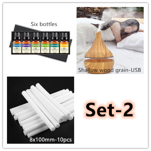 LED Essential Oil Aroma Diffuser with Wood Grain Finish and USB Power