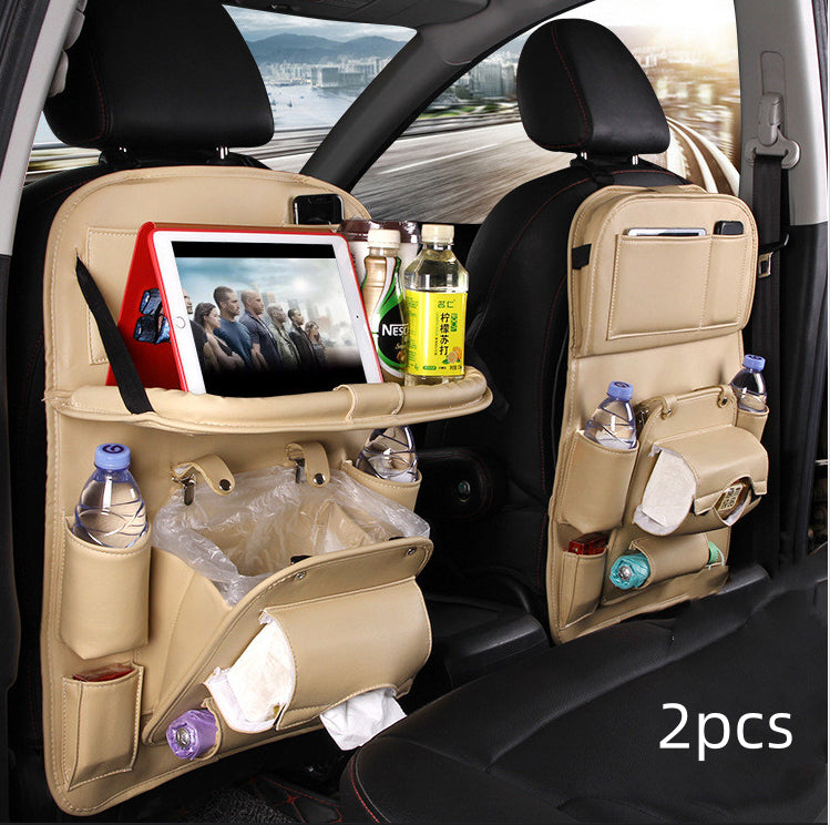PU Leather Car Seat Back Storage Bag With Multiple Pockets