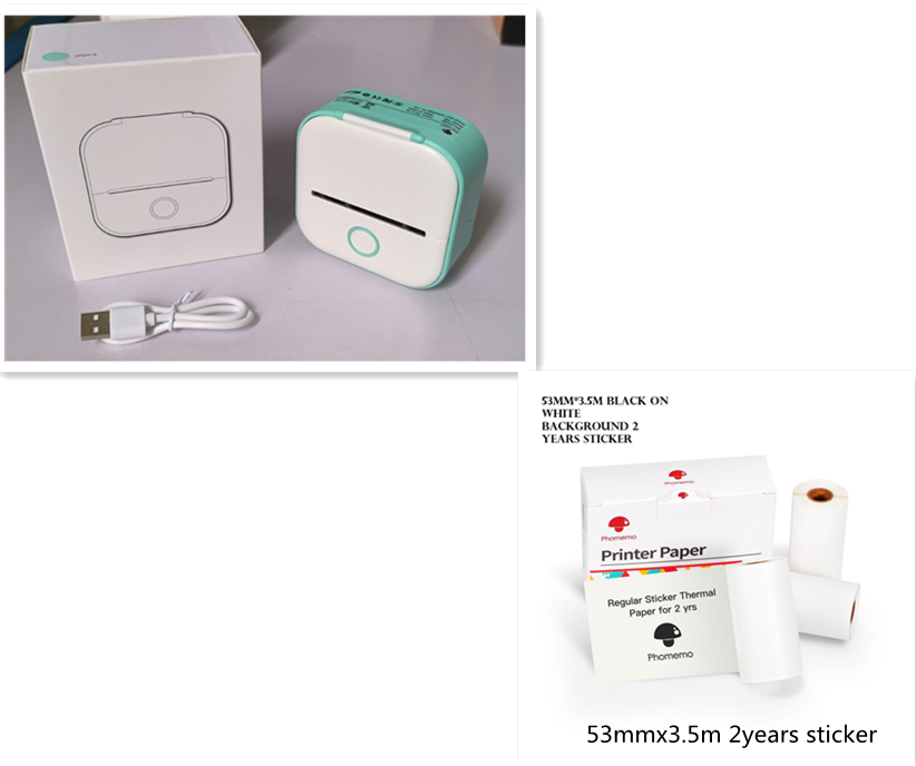 Portable Mini Bluetooth Thermal Label Printer, Inkless Printing