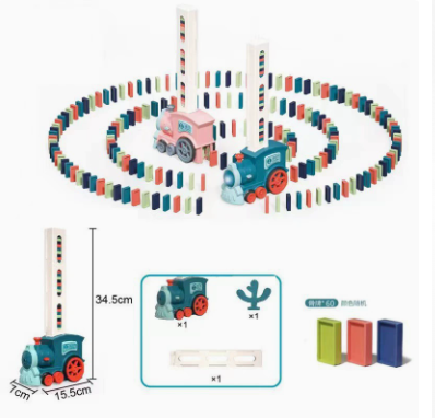 Electric Domino Train Toy With Automatic Release Building Blocks