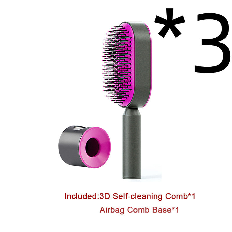 Self-Cleaning Airbag Hair Brush With Scalp Massage, Anti-Static
