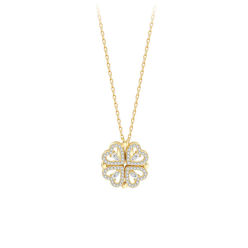 Detachable Four-Leaf Clover Necklace for Women, Multi-Wear Style