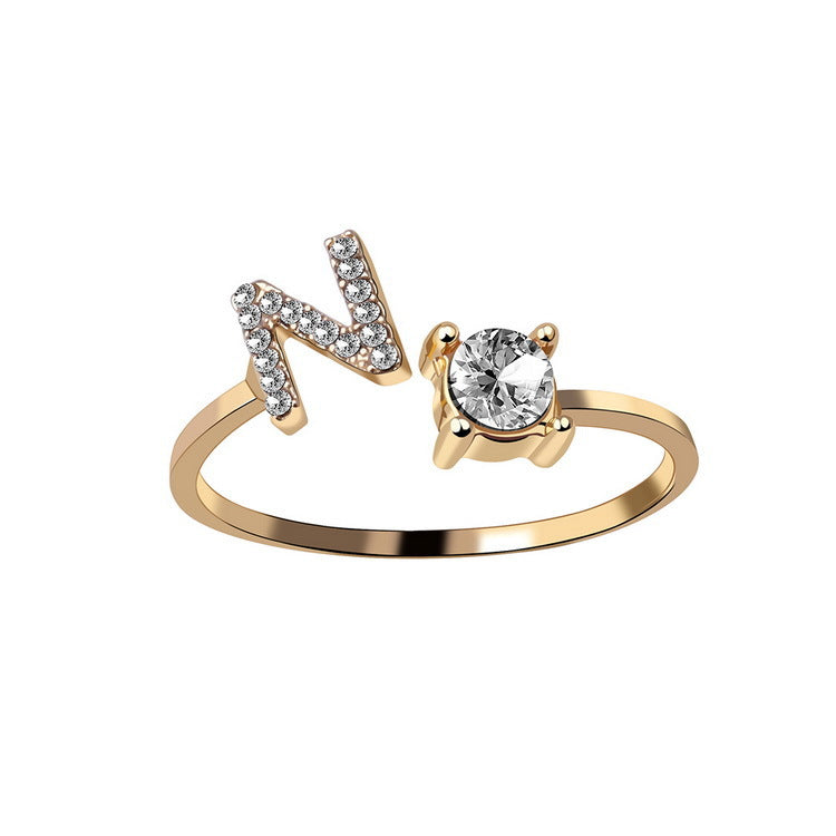 Adjustable Initial Letter Ring In Gold, Silver Or Rose Gold