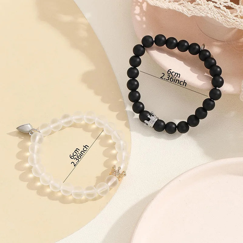 Handmade Crown Charm Couple Bracelets, Luminous Glow In The Dark