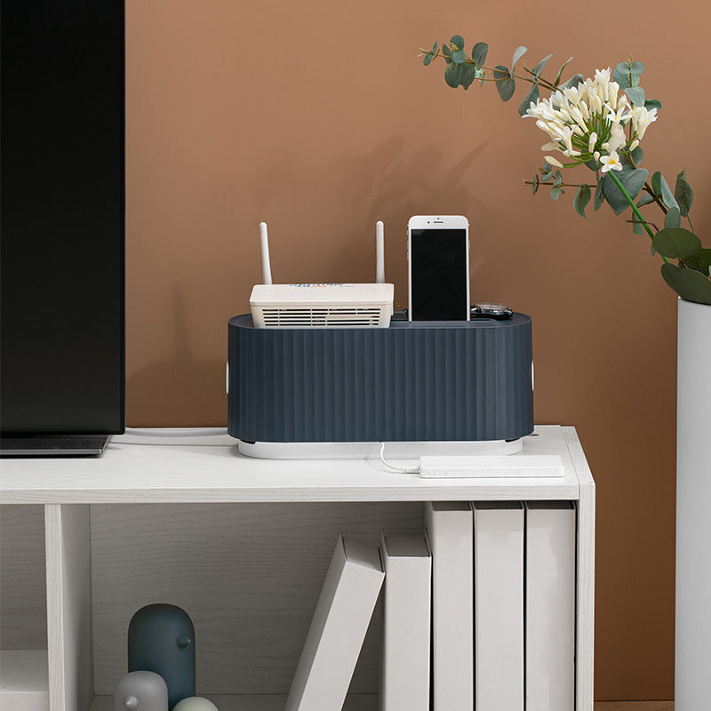 Anti-Dust Power Strip Cable Storage Box to Hide Wires and Chargers