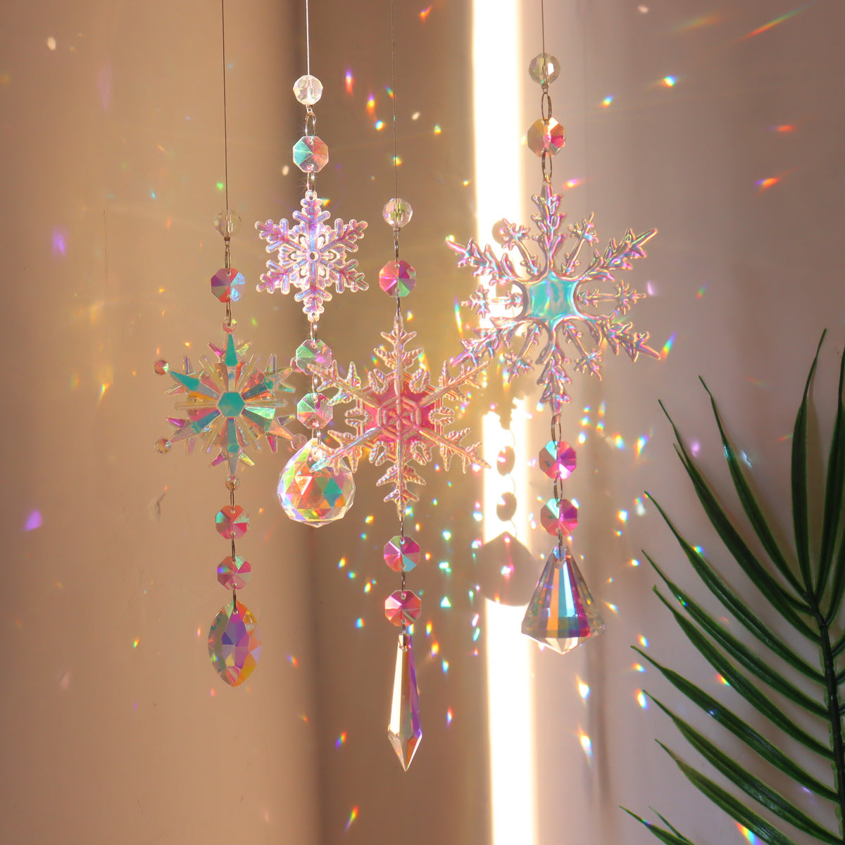 Christmas Snowflake Crystal Sun Catcher Window Ice Pendant
