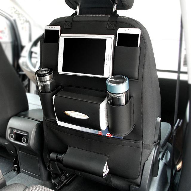 Universal PU Leather Car Seat Back Organiser, 58cm x 41cm Storage