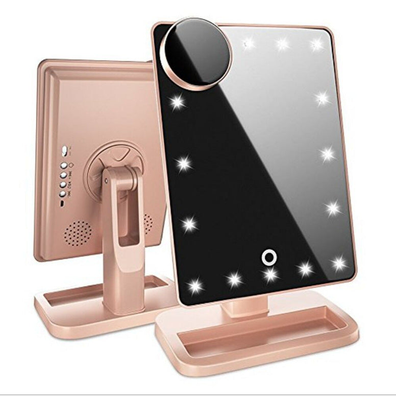Touch Screen Makeup Mirror with 20 LED Lights and Bluetooth Speaker