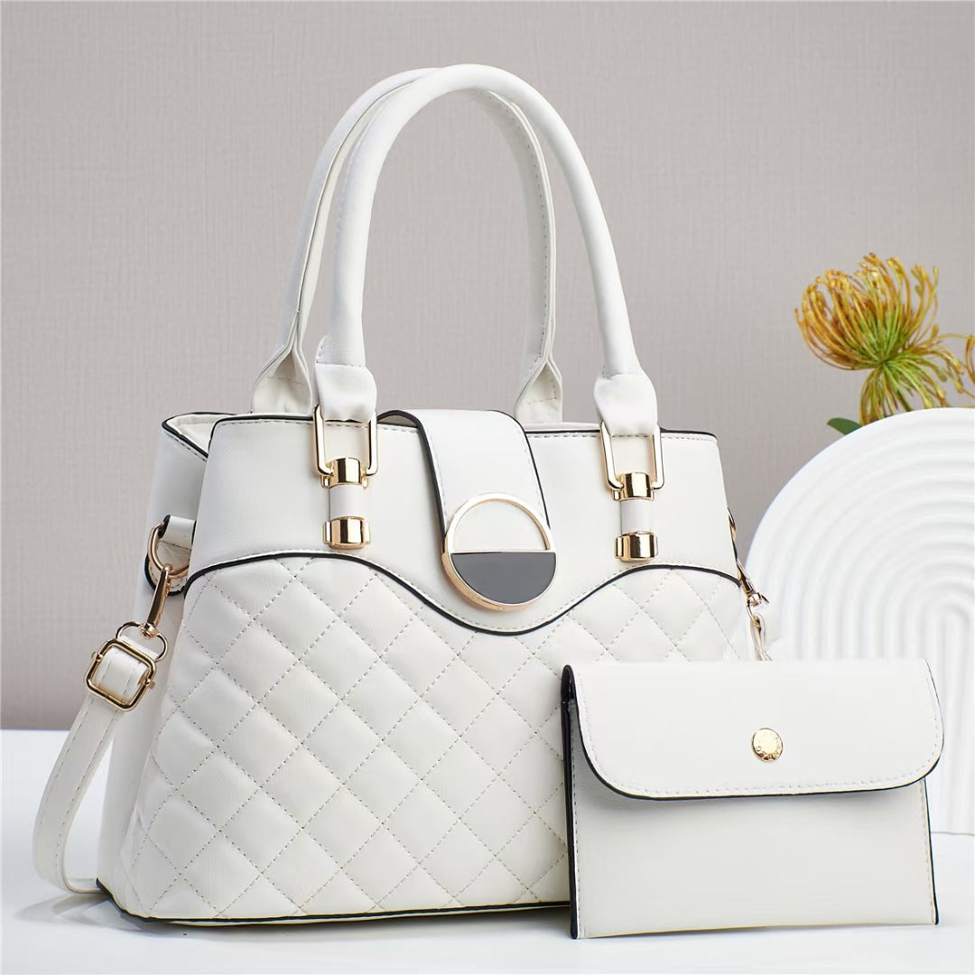 Quilted Minimalist Large Tote Shoulder Bag In PU Leather