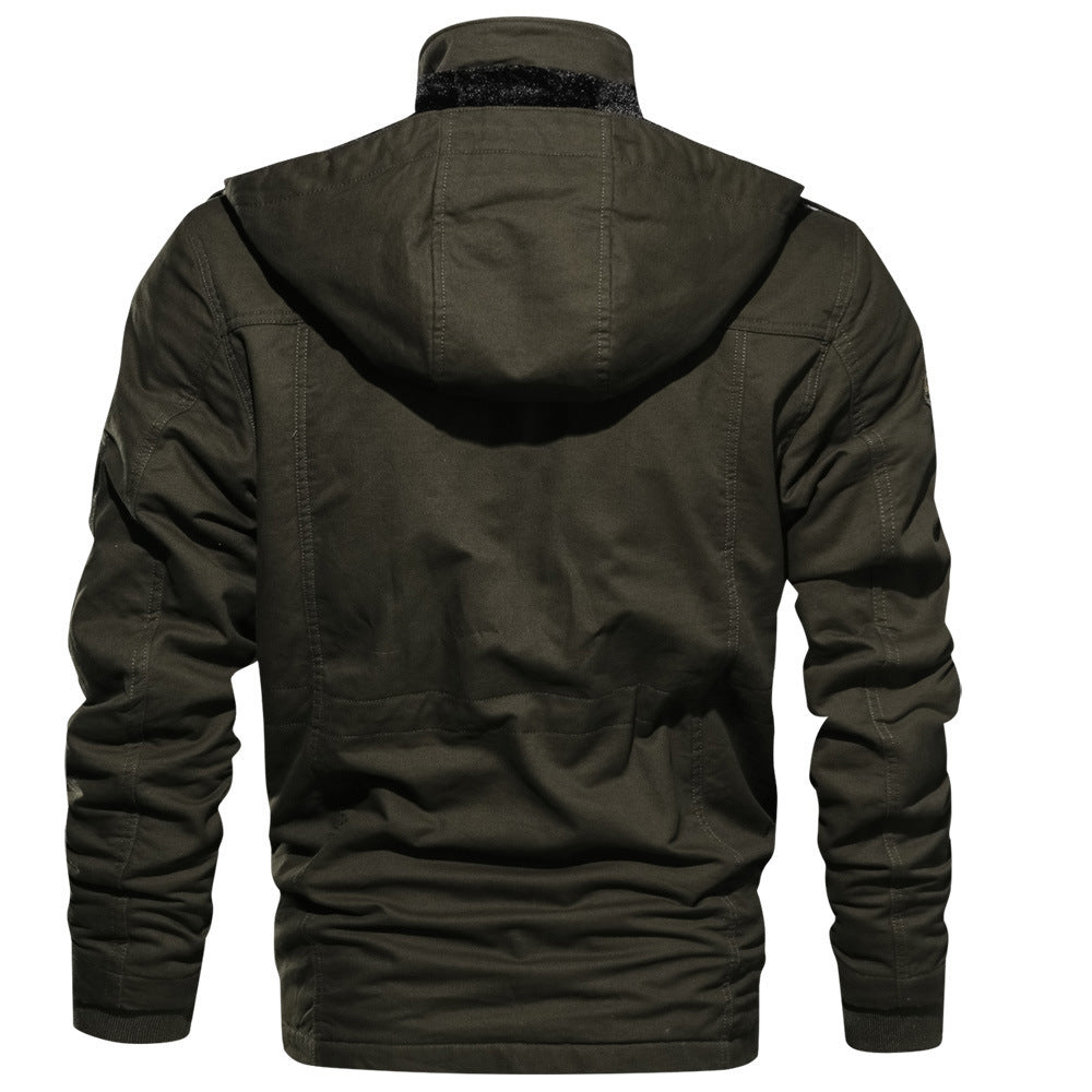 Men's Winter Fleece Hooded Jacket, Warm Thick Outerwear