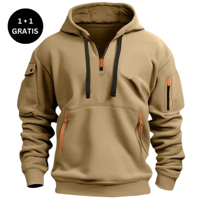 Dropped Shoulder Hooded Sweatshirt, Loose Plus Size Pullover