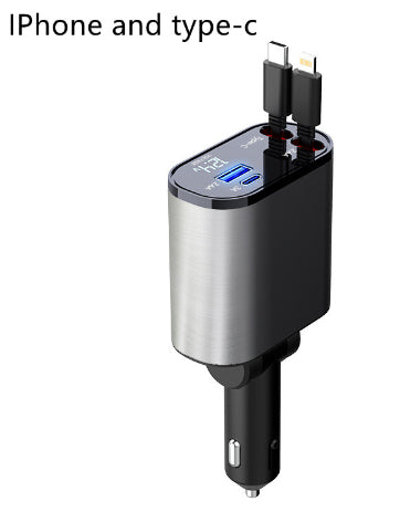 Metal 100W Car Charger With USB and Type-C Fast Charging