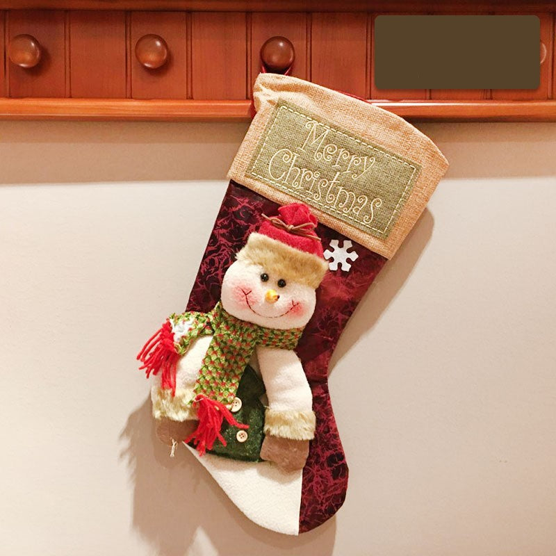 Christmas Stocking Snowman Santa Elk Fireplace Ornament