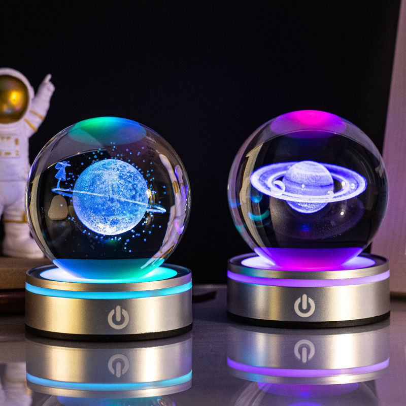 3D Inner Carving Crystal Ball Night Light With Gradient Glow