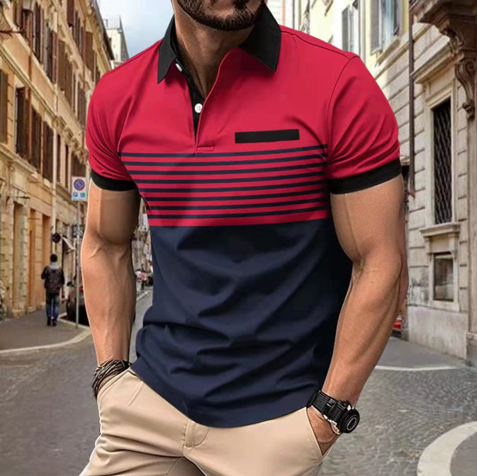 Men's Casual Striped Shirt with Chest Pocket in Thirteen Colours