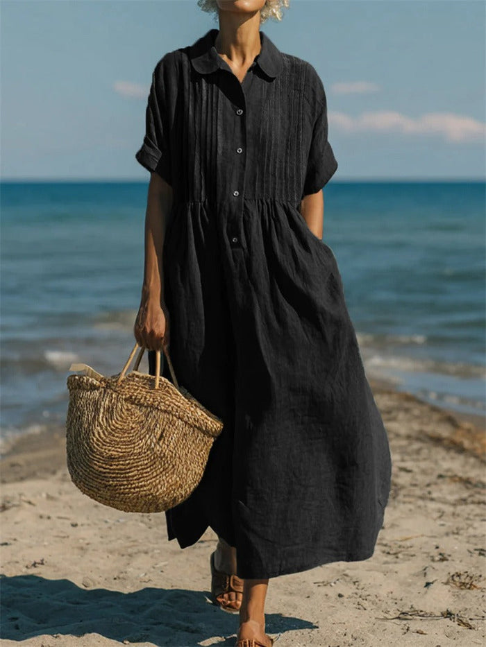 Mandy | Robe élégante boutonnée à col