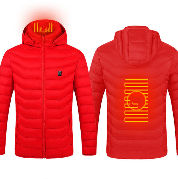 USB Heated Jacket With Removable Hood, Zip-Up Winter Coat
