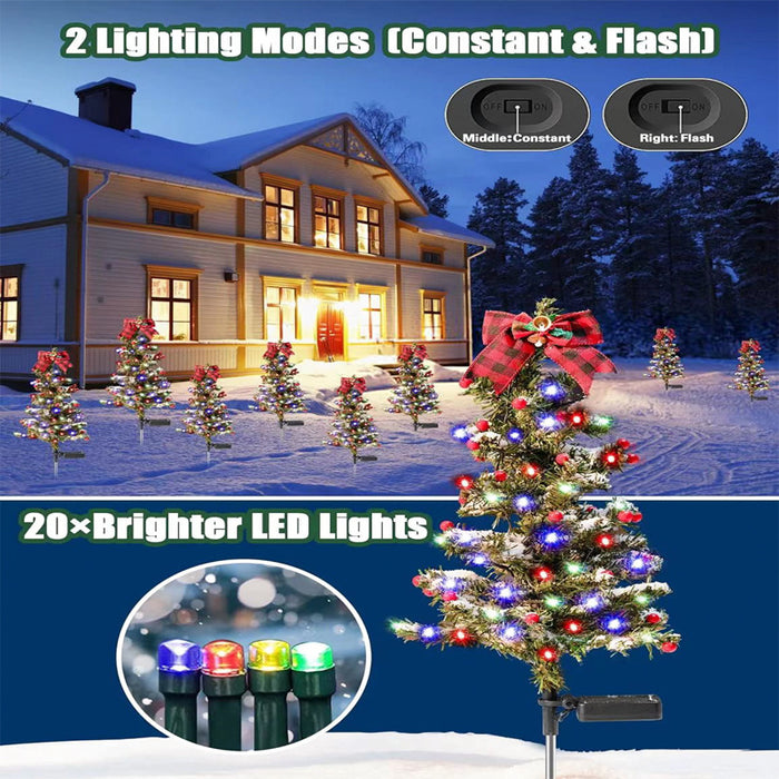Piquet solaire étanche pour jardin en forme de sapin de Noël, 2 modes
