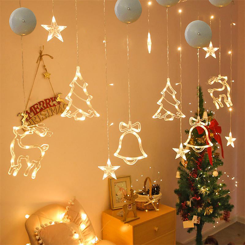 Christmas LED Suction Cup Chandelier Lights Santa Elk Snowman