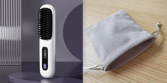 2-in-1 Cordless Hair Straightener Brush, USB Rechargeable