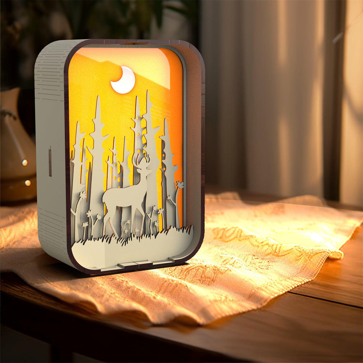 Woodcarving Bedside Night Light, Minimalist Creative Desktop Decoration