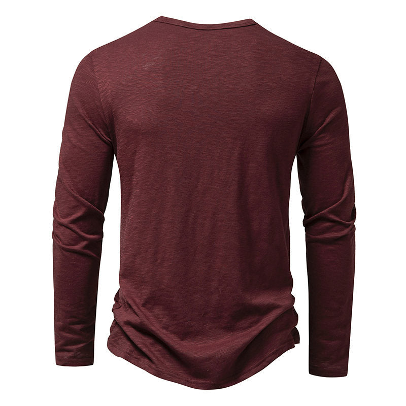 Men's Long-Sleeved Casual Button Pullover T-Shirt
