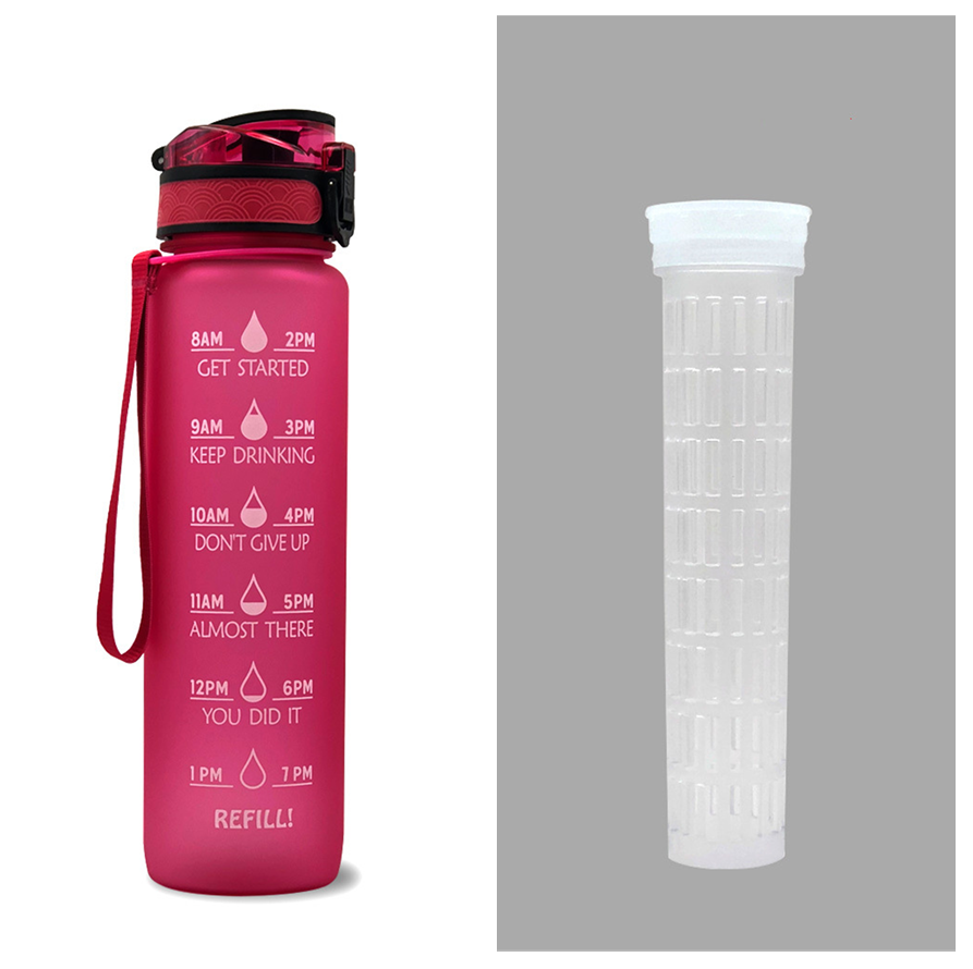 1L Tritan Water Bottle With Time Marker And Flip Cover