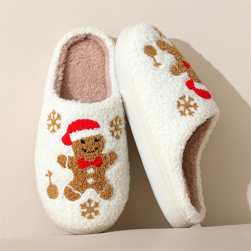 Christmas Gingerbread Slippers with Non-Slip Sole for Women