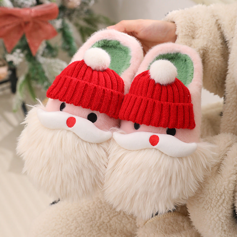 Cute Santa Claus Plush Slippers for Warm Winter Indoor Wear