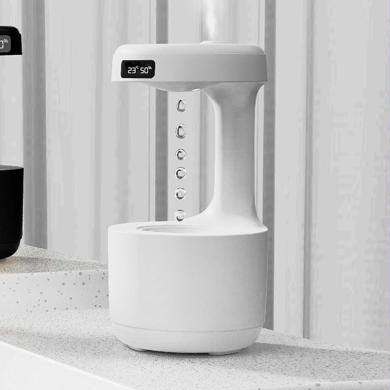 Anti-Gravity Humidifier with Clock and Water Drop Backflow
