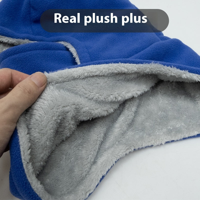 Winter Fleece Hooded Scarf With Face Cover, Windproof