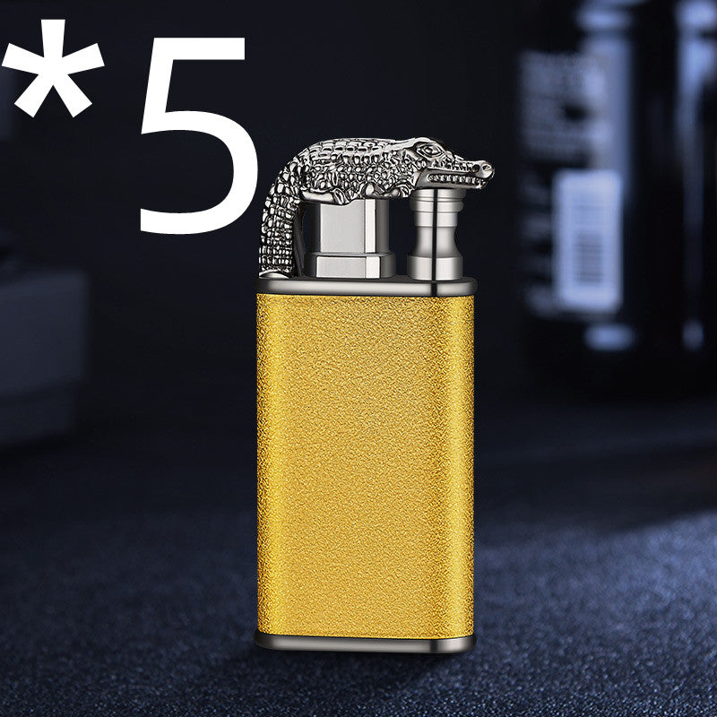 Windproof Metal Gas Lighter With Blue Flame And Double Fire
