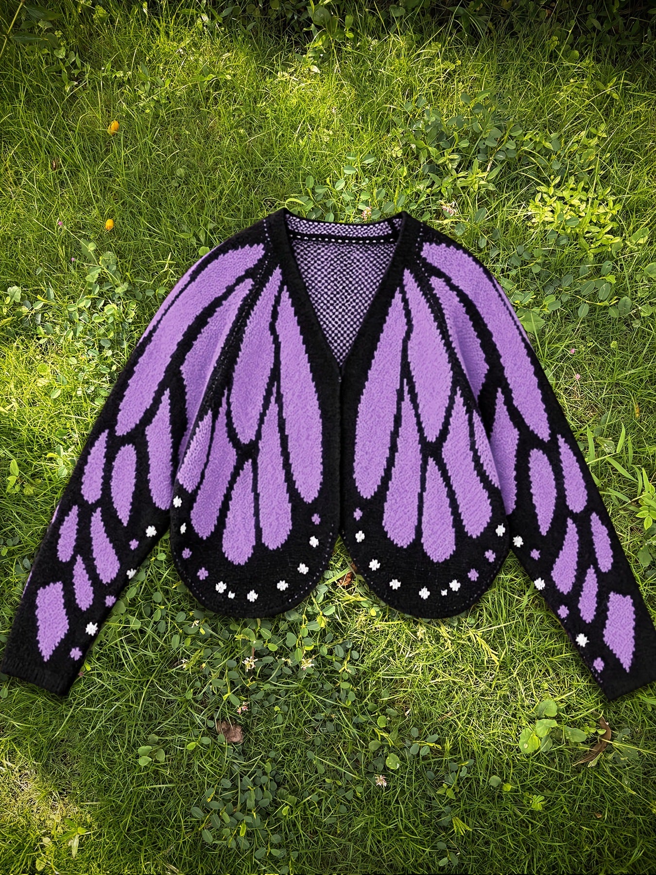 Women's Butterfly Knit Cardigan Sweater with Open Front, Long Sleeve
