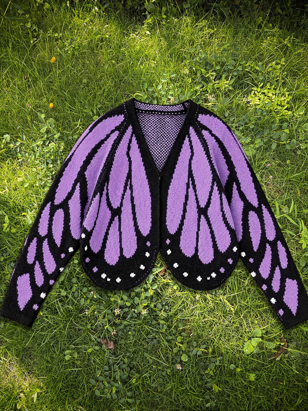 Women's Butterfly Knit Cardigan Sweater with Open Front, Long Sleeve