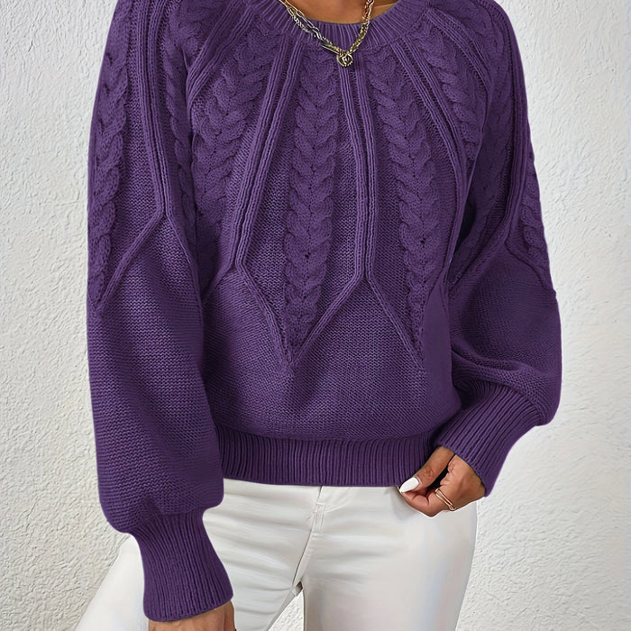 Jersey de punto trenzado para mujer con mangas de farol - Sanna